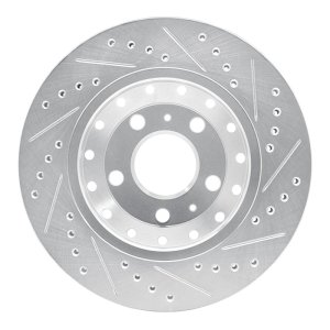 Audi A8 Brake Rotor (1) - Rear Left - R1 Concepts - Drilled & Slotted - Silver - `04-`10